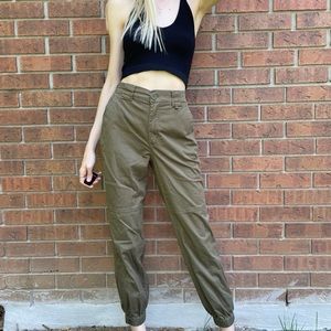High Rise Khaki Green Cargo Pants From Garage